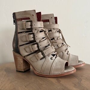 Freebird by Steven Taupe Multi-Strap Heeled Boots